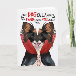 Papillon Hund Funny Count DOGcula Halloween Helgkort