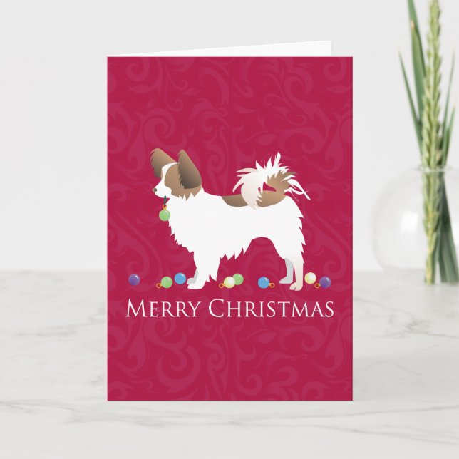 Papillon Hund God jul Design Helgkort (Framsida)