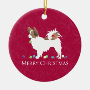 Papillon Hund God jul Design Julgransprydnad Keramik