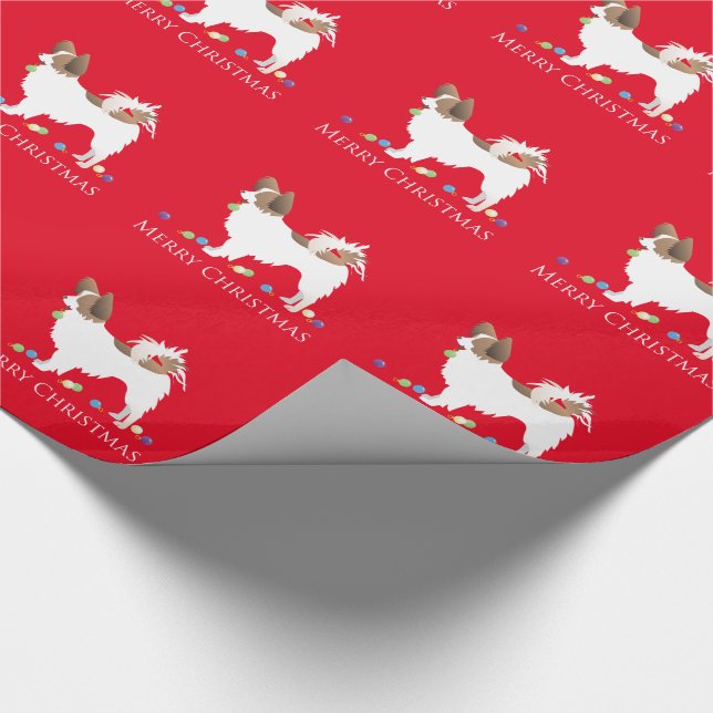 Papillon Hund God jul Design Presentpapper (Hörn)