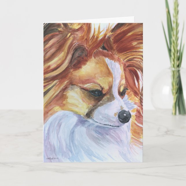 Papillon Hund Greeting Card/Notecards Kort (Framsida)