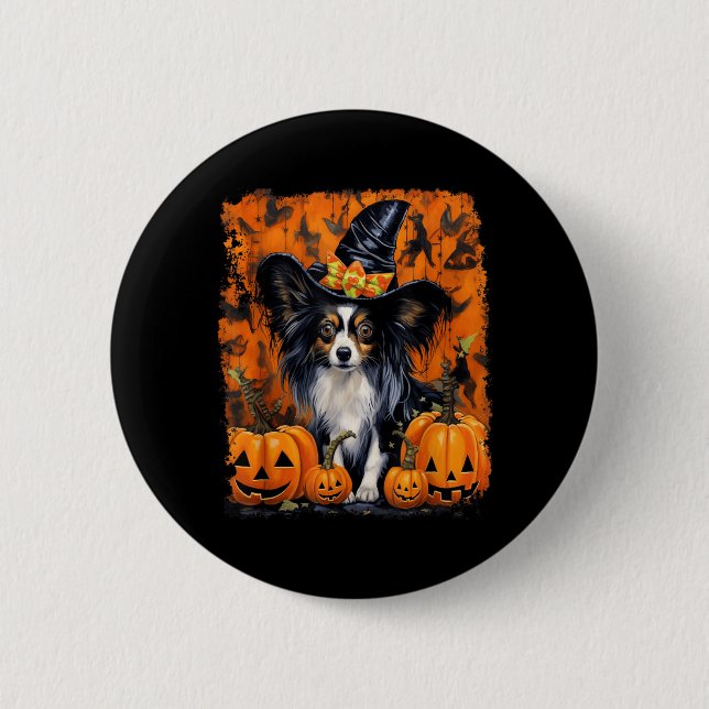 Papillon Hund Halloween Knapp (Framsida)