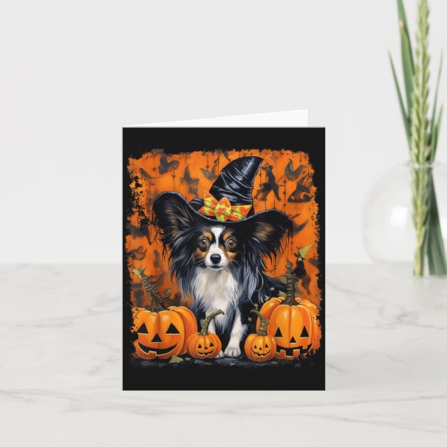Papillon Hund Halloween Kort (Framsida)