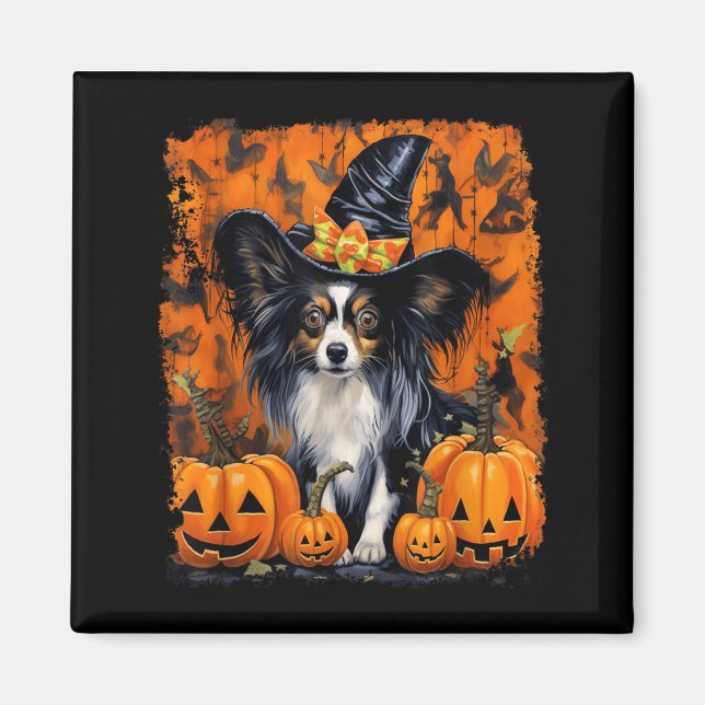 Papillon Hund Halloween Magnet (Framsidan)