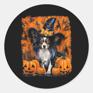 Papillon Hund Halloween Runt Klistermärke