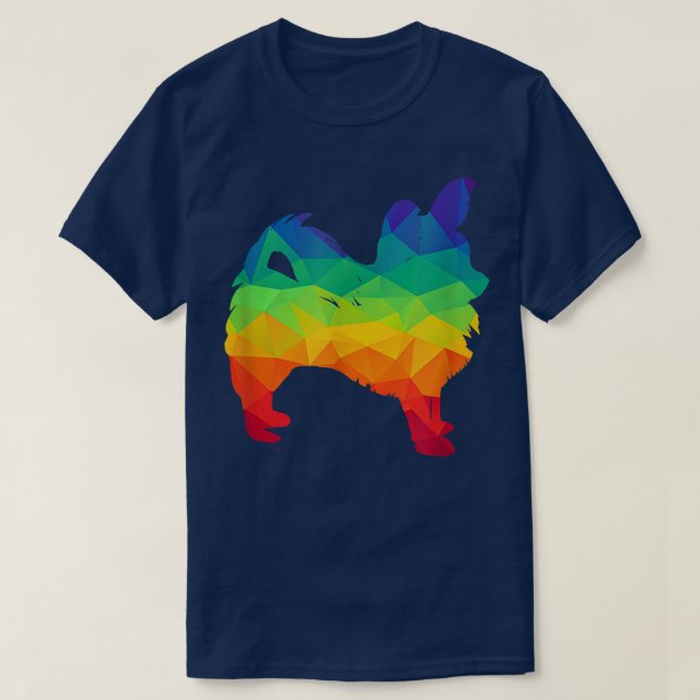 Papillon Hund HBT Rainbow Flagga Funny Pet T Shirt (Design framsida)