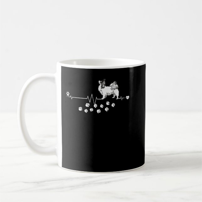 Papillon Hund Heartslag Gift Hundar Breed Women Ma Kaffemugg (Vänster)