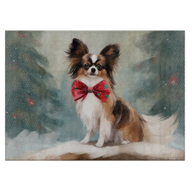 Papillon Hund i Snö-jul (Framsidan)