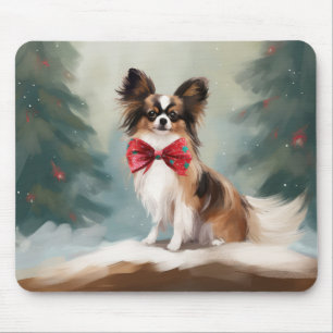 Papillon Hund i Snö-jul Musmatta