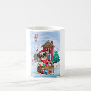 Papillon Hund I snö julhus Hund Kaffemugg