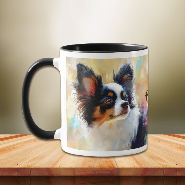 Papillon Hund Impressionistisk färg Mugg (Skapare uppladdad)