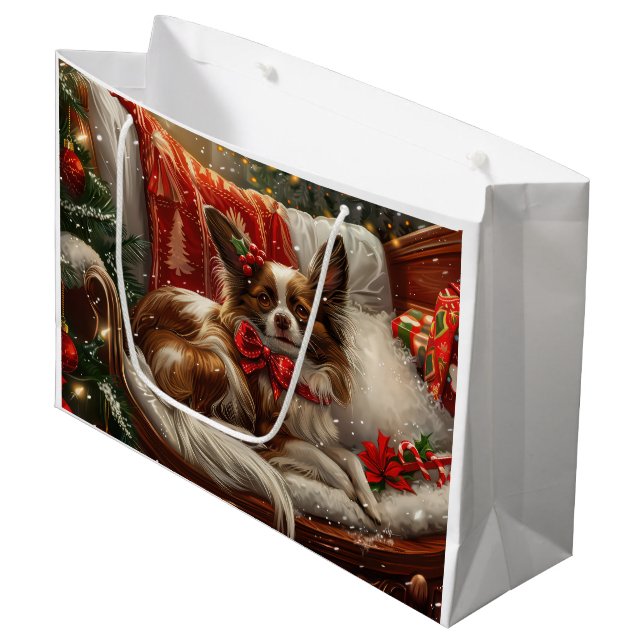 Papillon Hund Jul Festlig (Framsidan Vinklad)