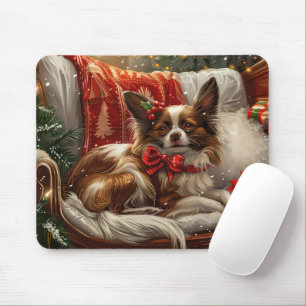 Papillon Hund Jul Festlig Musmatta