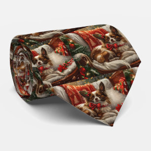 Papillon Hund Jul Festlig Slips