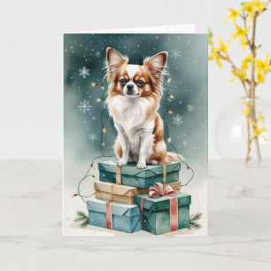 Papillon Hund jul Hälsning Kort