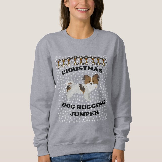 Papillon hund jul Hund Hugger T Shirt (Framsida)