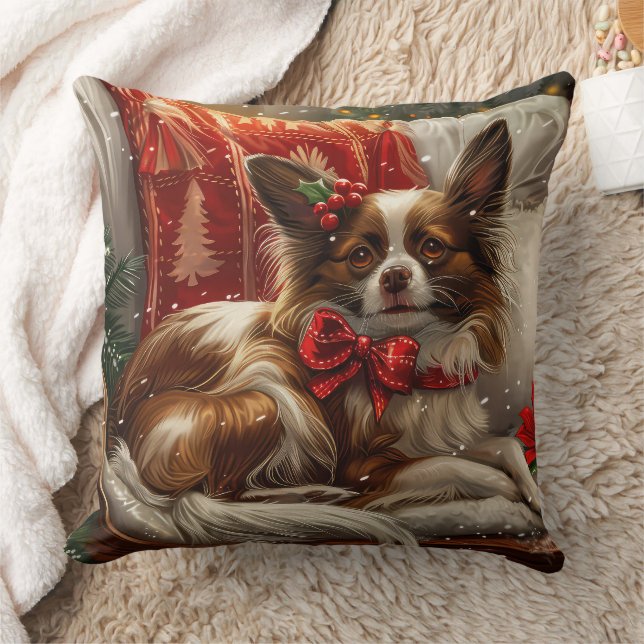 Papillon Hund jul Kudde (Filt)