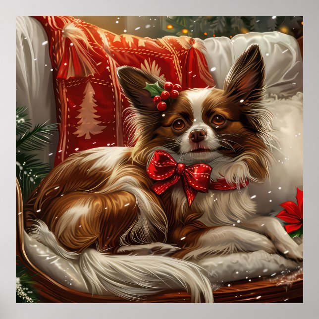 Papillon Hund jul Poster (Framsidan)