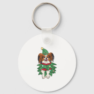 Papillon Hund jul Shirt Julafton Puppy Pet Papill Nyckelring
