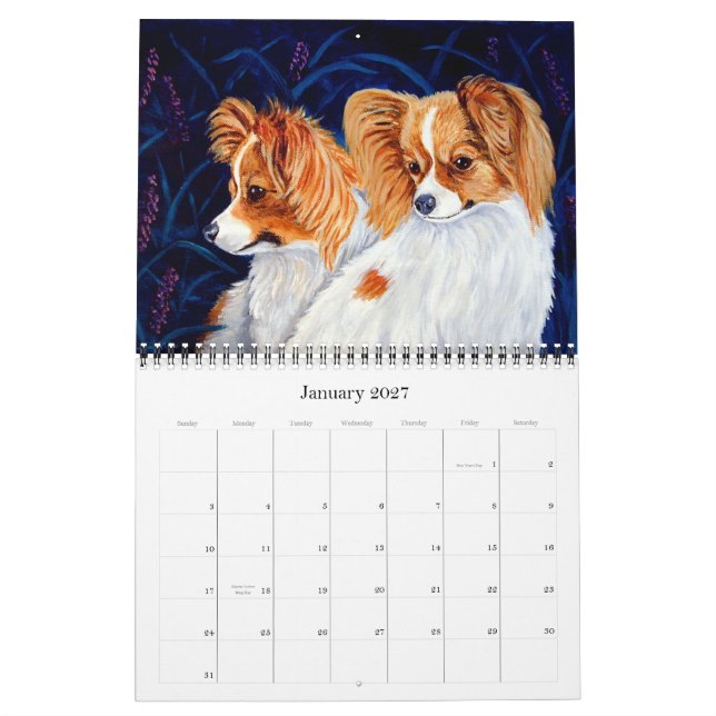 Papillon Hund Kalender (Jan 2027)