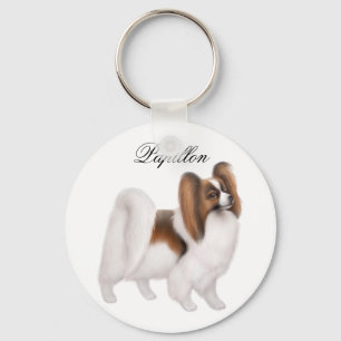 Papillon Hund Keychain Nyckelring