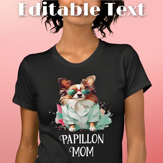 Papillon Hund Mamma T Shirt (Skapare uppladdad)