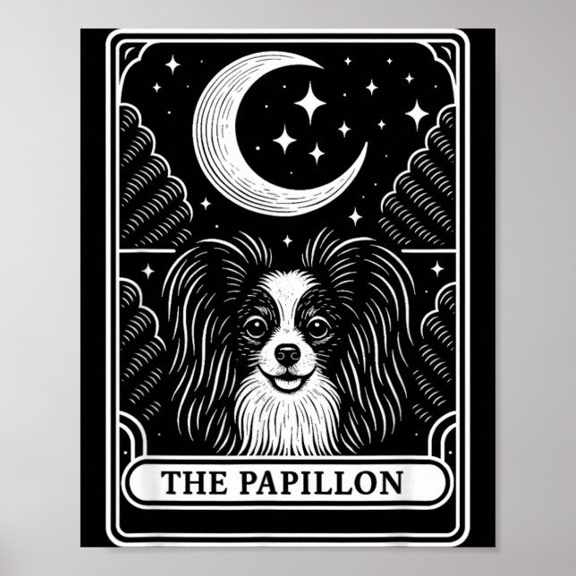 Papillon Hund Mamma Tarotkort Vintage Halvmåne Poster (Framsidan)