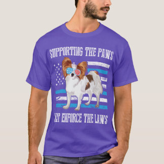 Papillon Hund med Coola amerikanska Flagga som stö T Shirt