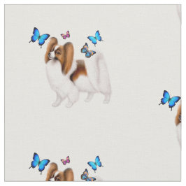 Papillon-Hund med fjärilsvamp av bomullsväv Tyg