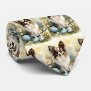 Papillon Hund med Påskägg Helgdag Slips