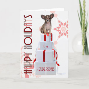 Papillon Hund med Presenter Red jul Helgkort