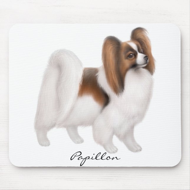 Papillon hund Mousepad Musmatta (Framsidan)