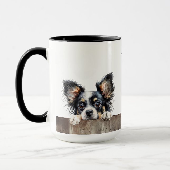 Papillon Hund Mugg (Vänster)