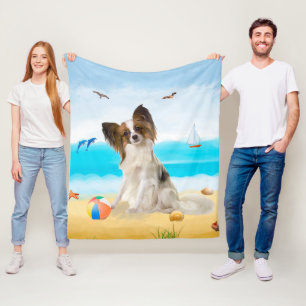 Papillon Hund på Beach Fleecefilt