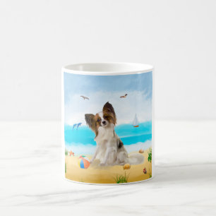 Papillon Hund på Beach Kaffemugg