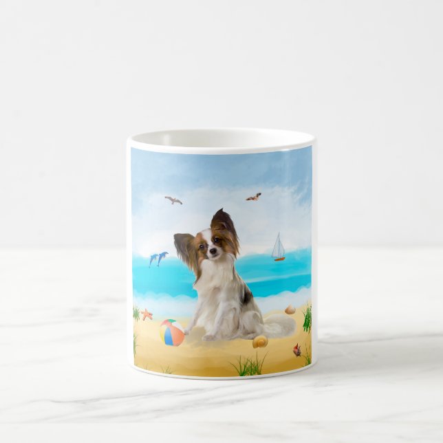 Papillon Hund på Beach Kaffemugg (Center)