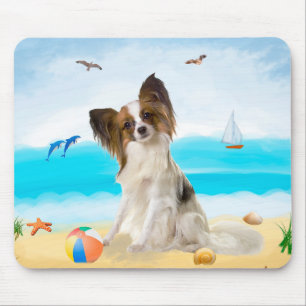 Papillon Hund på Beach Musmatta