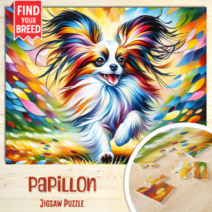 Papillon Hund Porträtt Akryl Konsttryck Hundälskar Pussel
