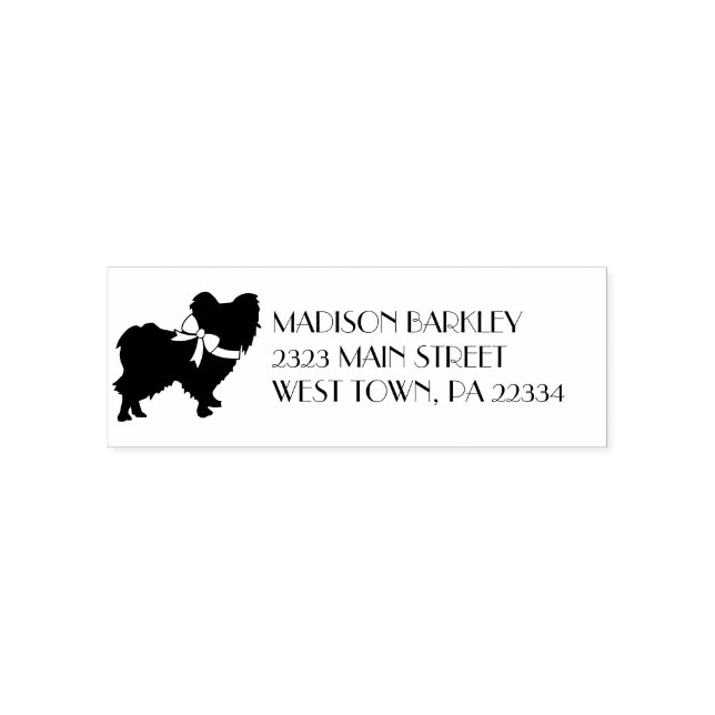 Papillon Hund Puppy Silhouette Självfärgande Stämpel (Design)
