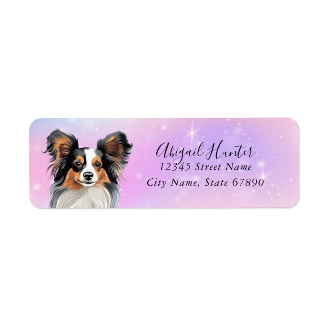 Papillon Hund Returetiketter Returadress Etikett (Framsidan)