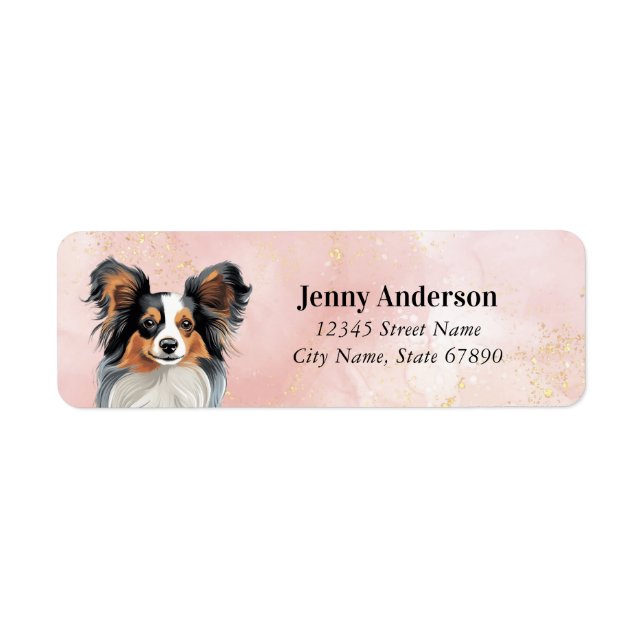 Papillon Hund Returetiketter Returadress Etikett (Framsidan)