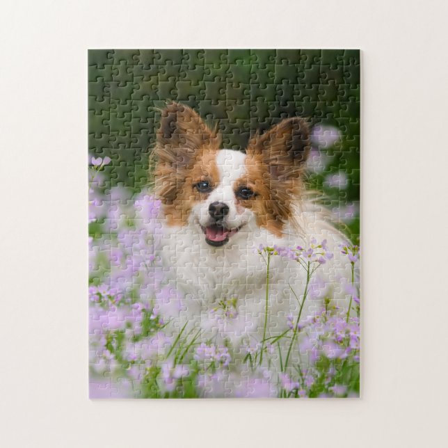 Papillon Hund Romantic Porträtt Game 11x14 Pussel (Vertikal)