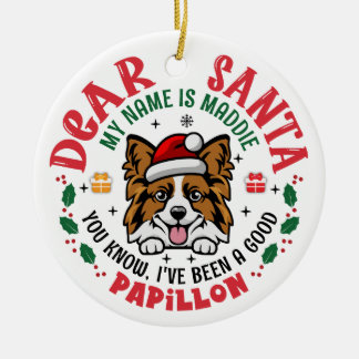 Papillon Hund Santa Julgran Personlig Julgransprydnad Keramik