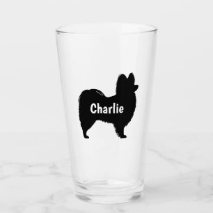Papillon Hund Silhouette Anpassningsbar Drinating Glaskopp