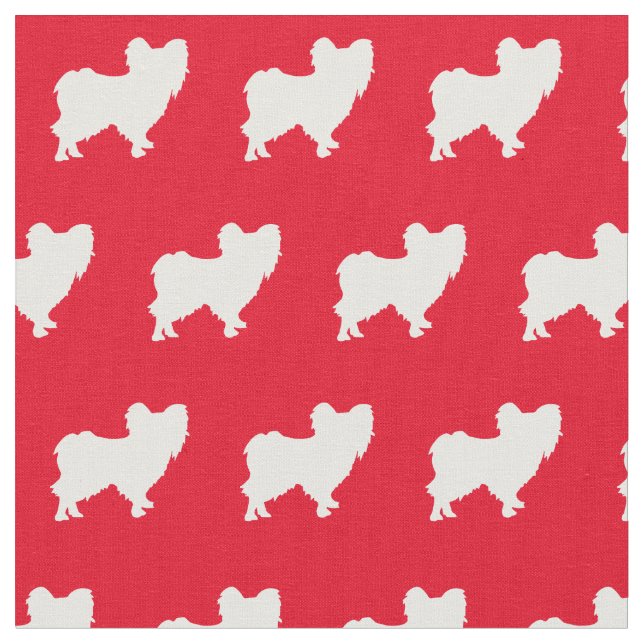 Papillon Hund Silhouette Pet Red Tyg (Närbild)