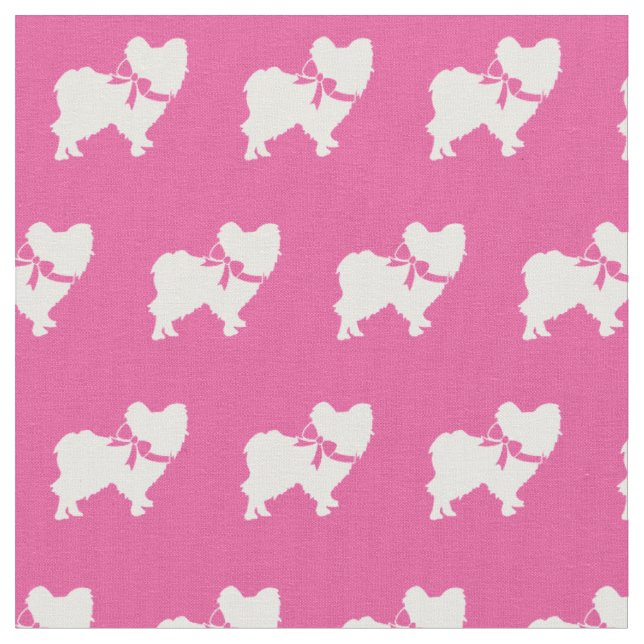Papillon Hund Silhouette Pet Rosa Tyg (Närbild)