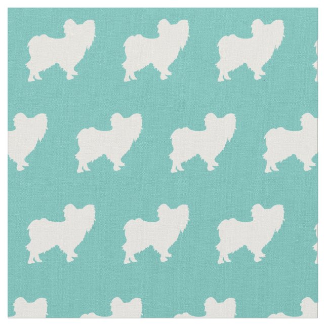 Papillon Hund Silhouette Pet Teal Tyg (Närbild)