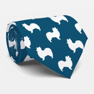 Papillon Hund Silhouettes Mönster Blue och White Slips