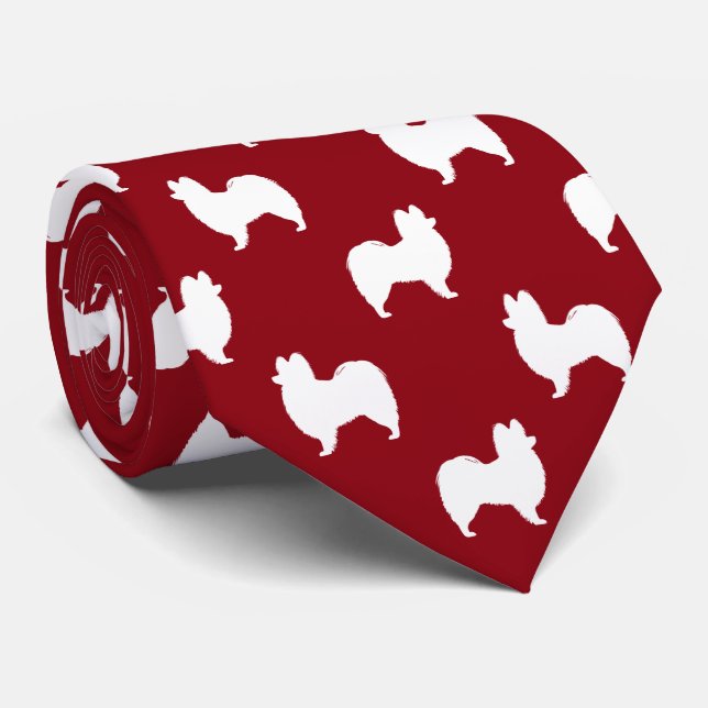 Papillon Hund Silhouettes Mönster Red and White Slips (Rullad)