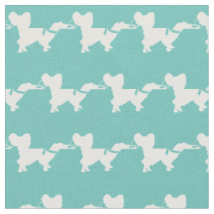 Papillon Hund Silhuett Husdjur Teal Tyg